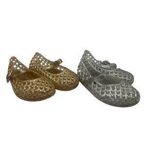 Old Navy Jelly Shoes Bundle Gold and Silver Size 6 Baby Girl Toddler